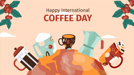 Gráfico-En-Movimiento-De-Fondo-Plano-Para-La-Celebración-Del-Día-Internacional-Del-Café