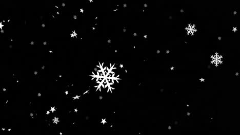 Animation-of-christmas-snowflakes-and-stars-falling-over-black-background