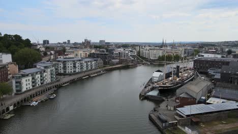 bristol city waterfront docks ss great britain aerial footage