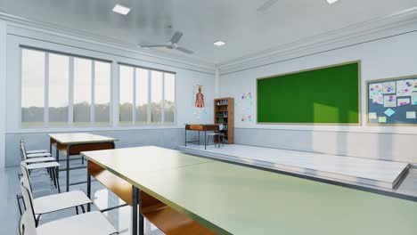 animation empty school or university classroom with big chalkboard