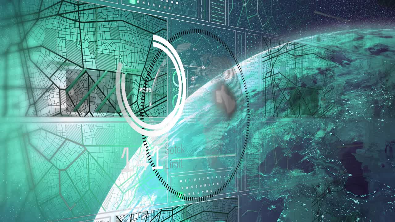 지구와 지도에 대한 데이터 처리의 애니메이션