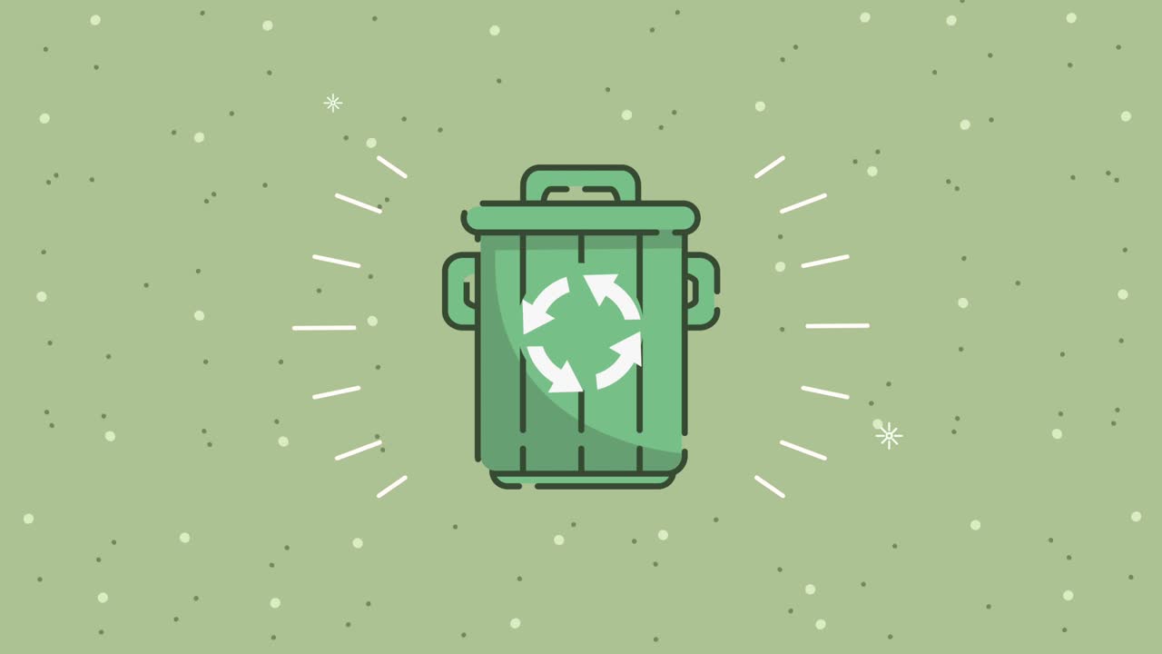 eco friendly animation with recycle waste bin
