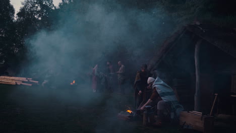 viking camp at night