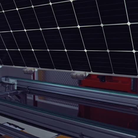 industrial robot working in factory,conveyor tracking controler of robotic hand. green energy concept. special equipment closeup.