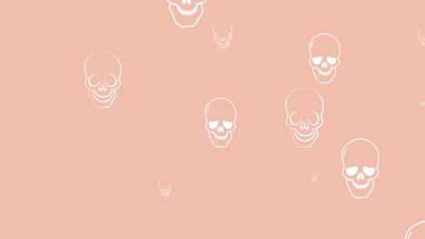 Animation-of-falling-skulls-on-pink-background