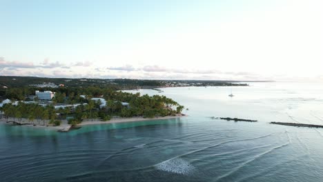 Beach-Resort-And-Hotel-At-Caravelle-Beach-In-The-Early-Morning-In-Sainte-Anne,-Guadeloupe,-France