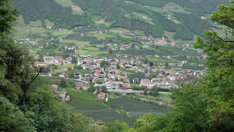 view towards the town of algund - lagundo, south tyrol, italy