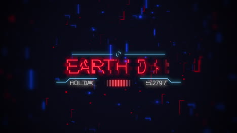 earth day on digital screen with hud lines and numbers