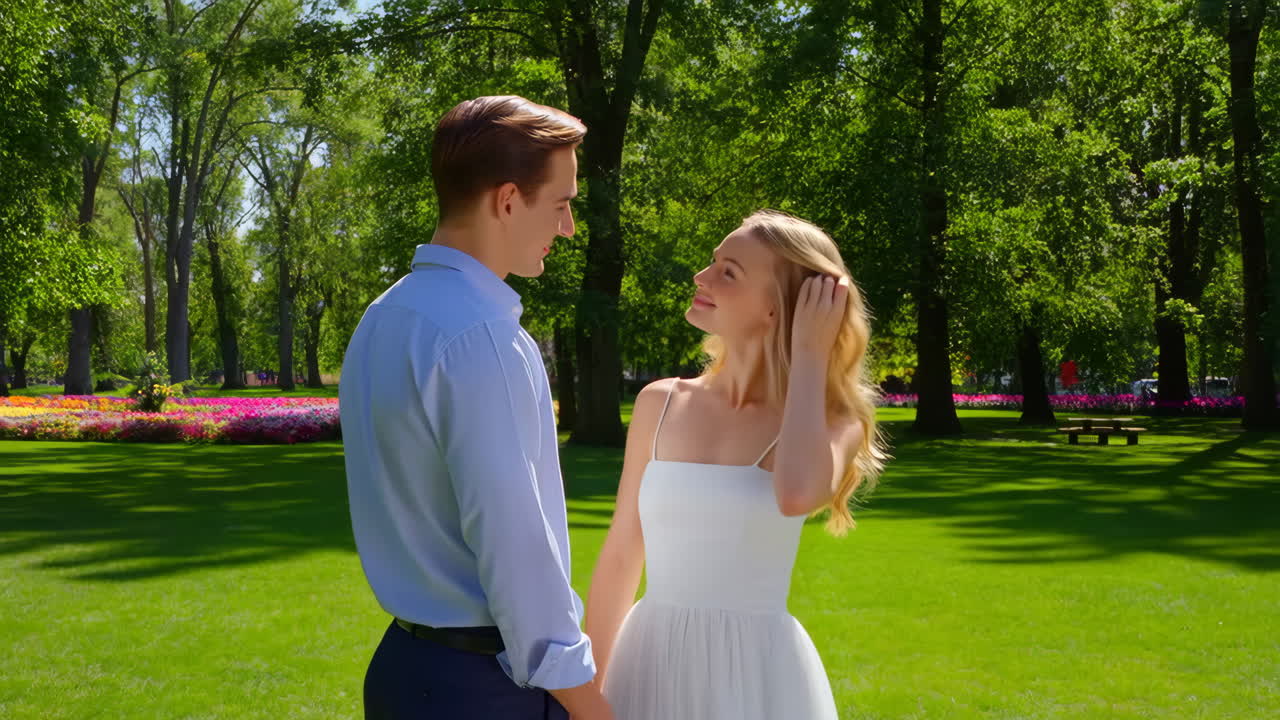 Young Couple Enjoying a Sunny Day in the Park