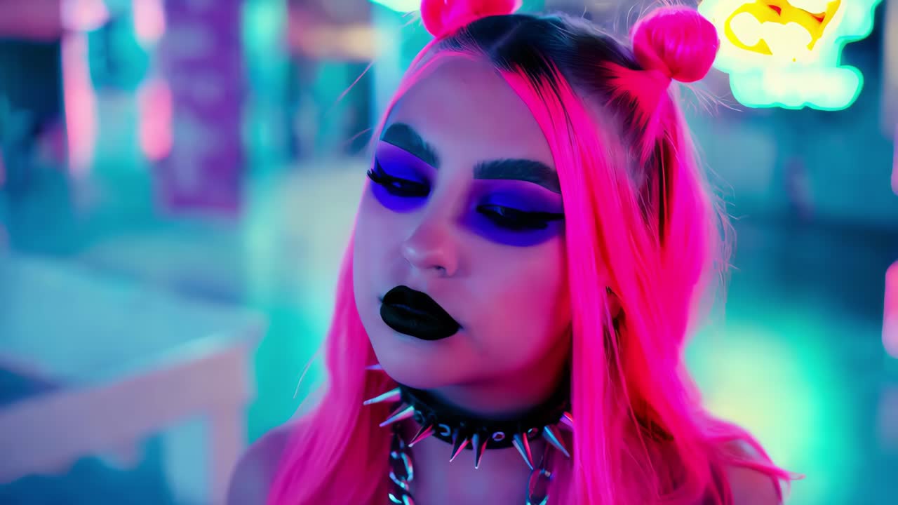retrato de una chica punk de neón
