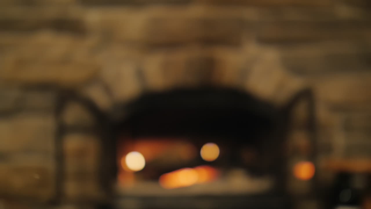 Clinking Glasses by Burning Fireplace