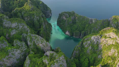 pileh lagoon from above, world famous maya bay island, ko phi phi le island - krabi province, thailand