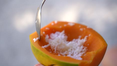 papaya with coconut is a traditional cook islands dessert