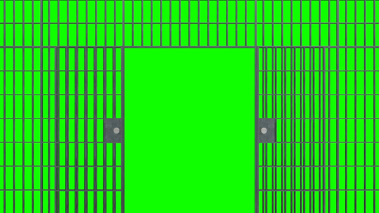 문과 함께 감옥 바: 개방된 감옥 바의 애니메이션 3d 렌더링 비디오