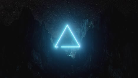 triángulo de neón en las montañas estrelladas