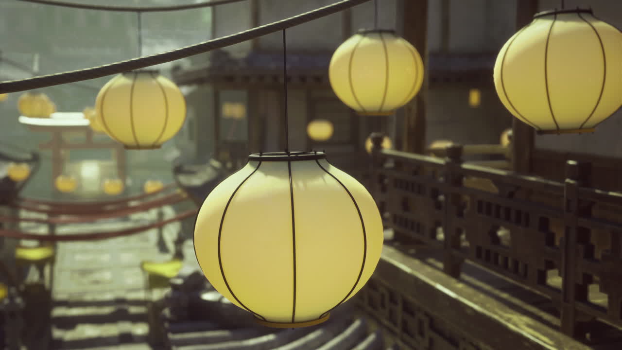 Lanterns illuminate a traditional street in a vibrant cultural festival