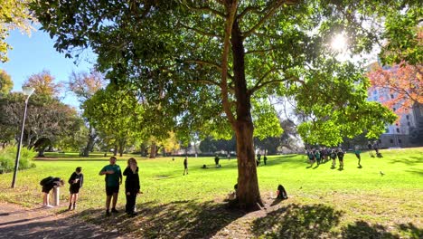 people walking and relaxing in flagstaff gardens