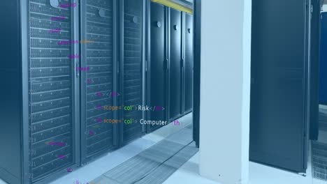 Animation-of-computer-language-over-data-server-racks