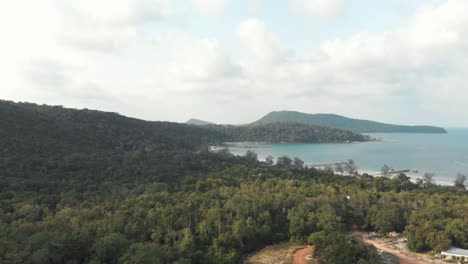 Dense-forest-and-beach,-Koh-Rong-Samloem,-Cambodia