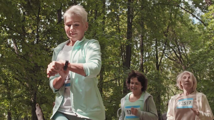 Senior Citizens Running in Park