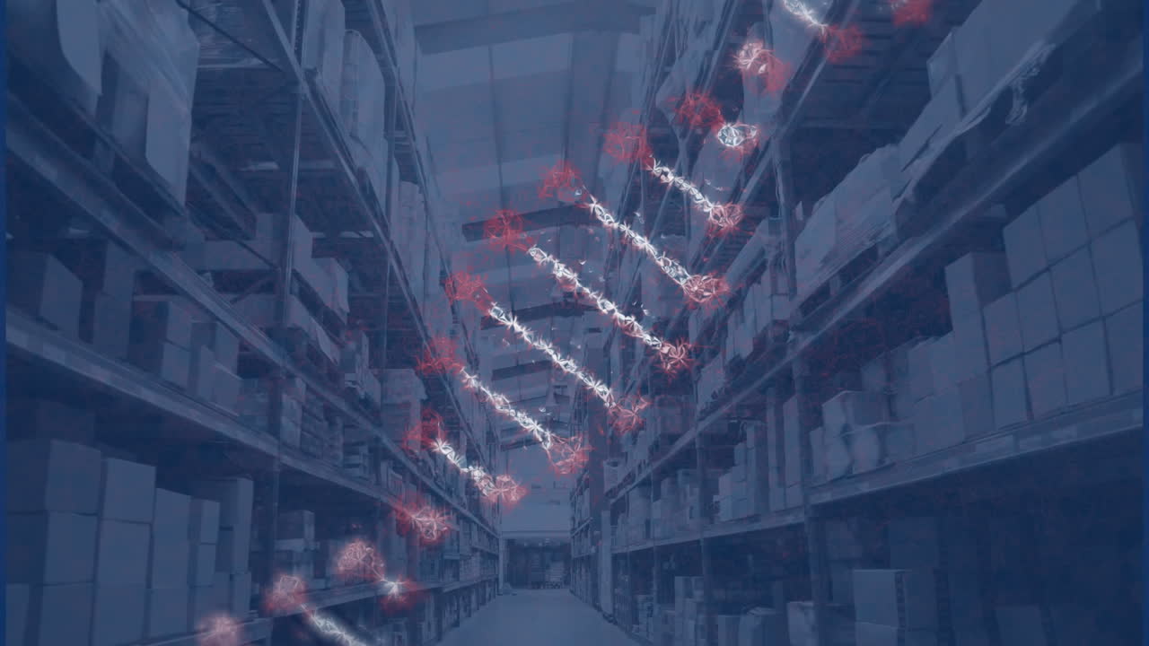 창고 위의 dna 스트랜드의 애니메이션.