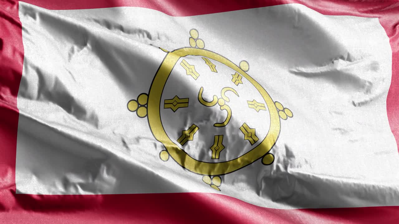 la bandera textil de sikkim ondeando en el bucle del viento. la bandera de sikkim se balancea en la brisa. el tejido textil de tela. fondo de relleno completo. bucle de 10 segundos.