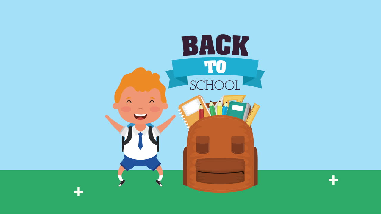 back to school season with boy and schoolbag