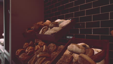 close-up of freshly baked bread at a bakery