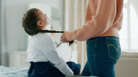 hair, morning and support with mother