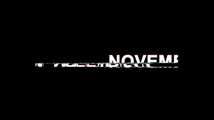 The word November in white text on a black background