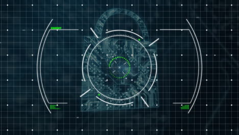 animación del alcance y el procesamiento de datos a través del candado de seguridad en línea