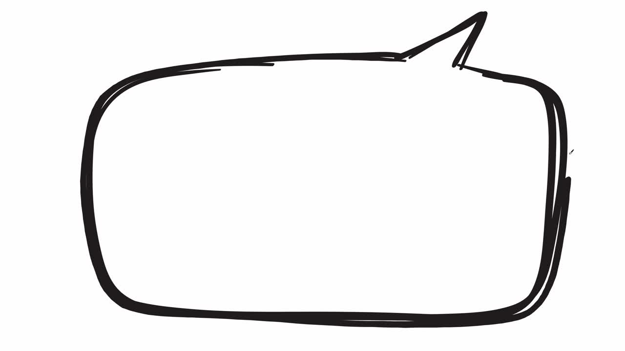 A hand-drawn speech bubble forms gradually, showcasing smooth transitions and a playful doodle style in black and white