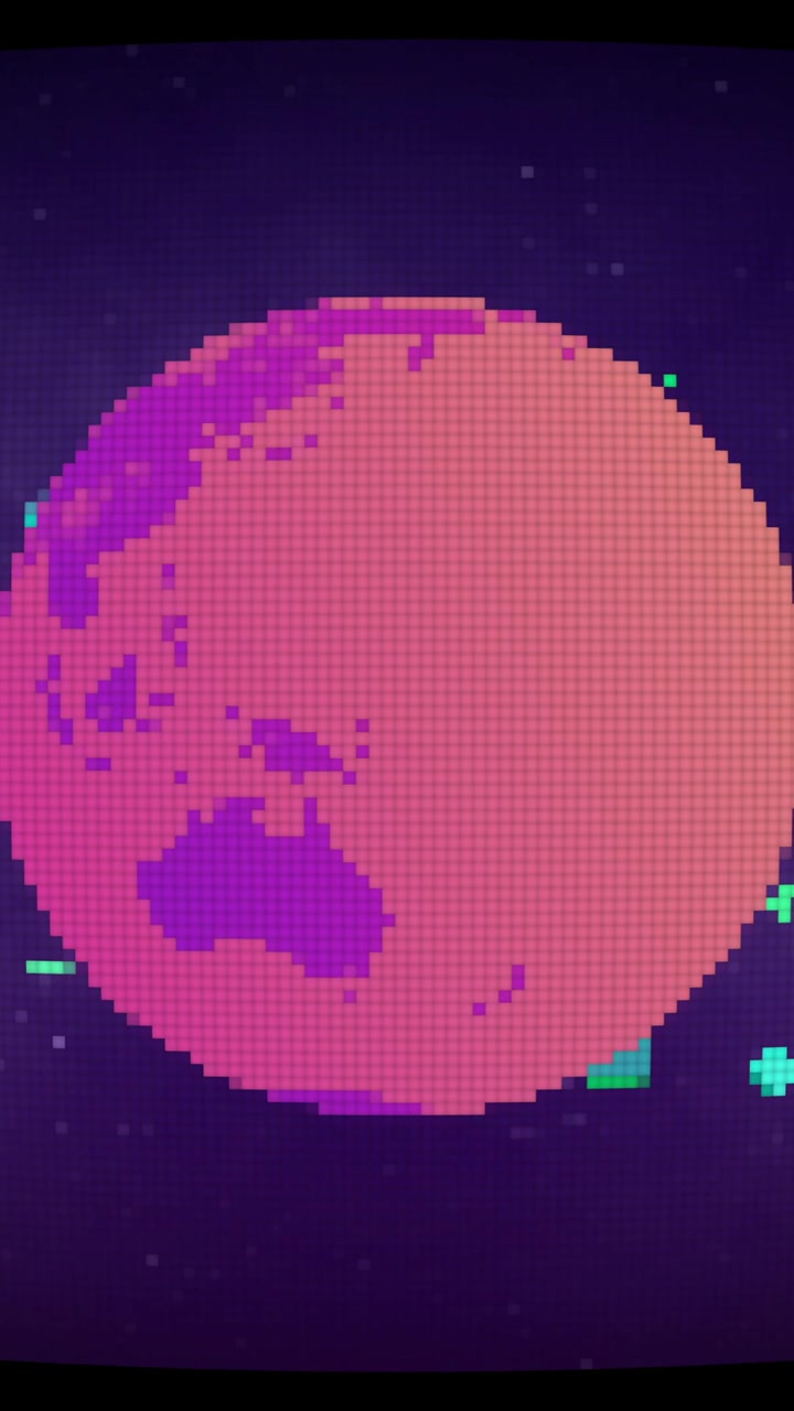 Animazione di globo e cubi che si muovono su sfondo nero