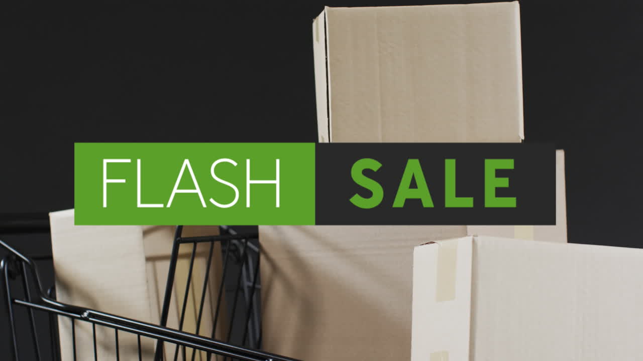 선물 상자 위에 플래시 판매 텍스트의 애니메이션