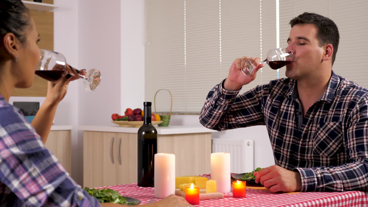 Couple Enjoying Romantic Dinner at Home