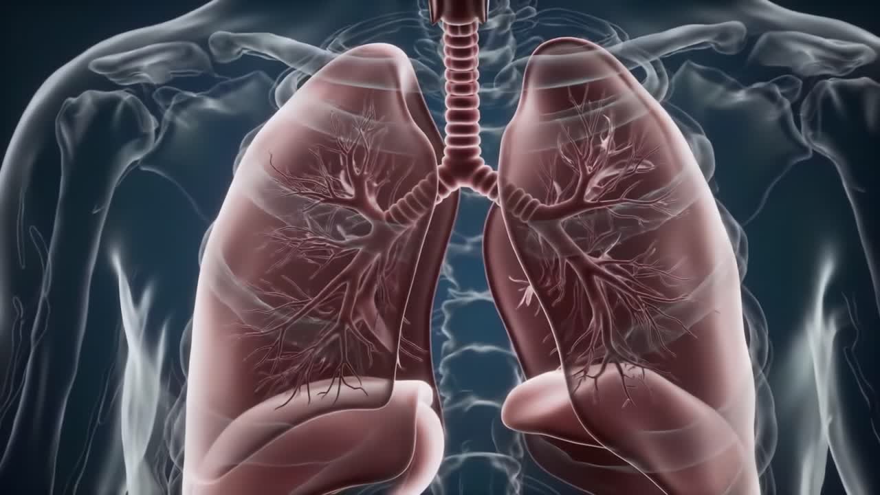 Anatomical Illustration Featuring Detailed Structures of the Human Lungs, Showcasing Their Functionality and Role in Respiration