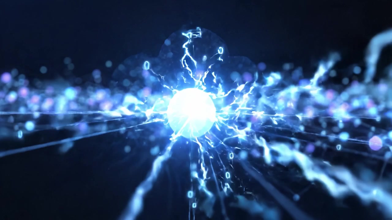 Dynamic Visualization of a Network of Particles and Connections Representing Data Flow in a Digital Universe