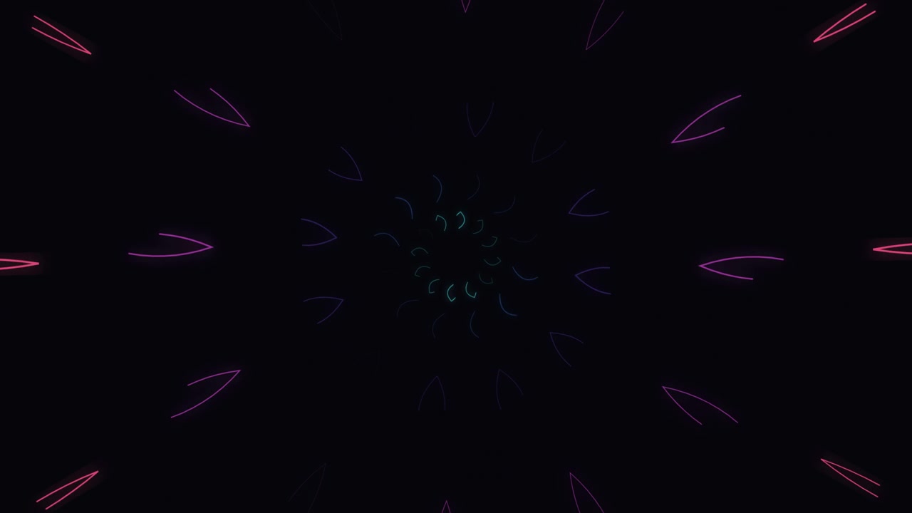 Abstract Neon Light Patterns Rotating in Circular Motion