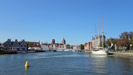 panoramic view on the city of gdansk and river motlava