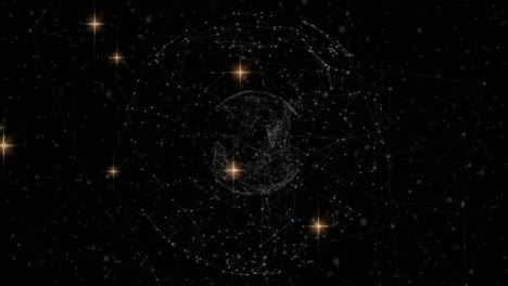 animación de estrellas sobre el globo de conexiones