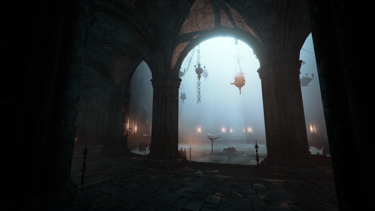 Dark Gothic Cathedral Interior