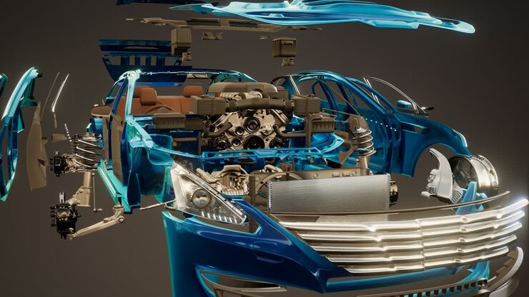 Disassembled Car with Visible Parts