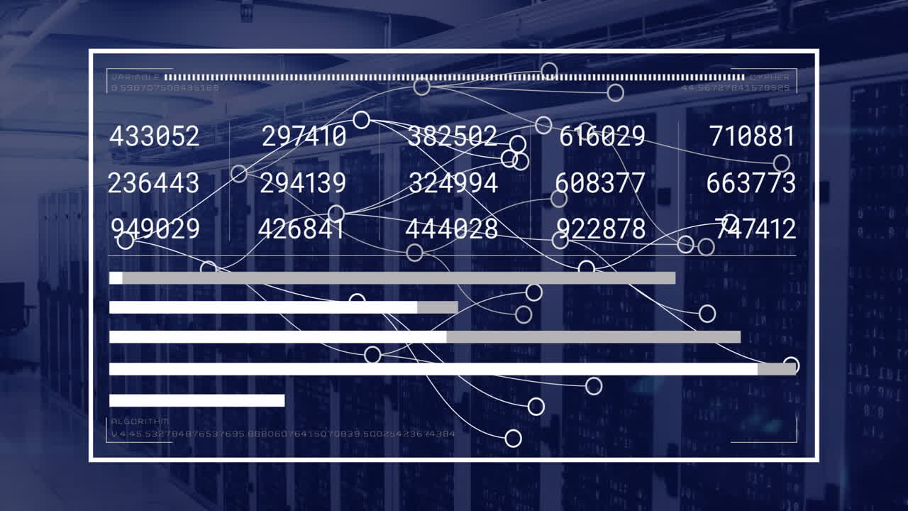 Data analytics and processing animation over servers in data center