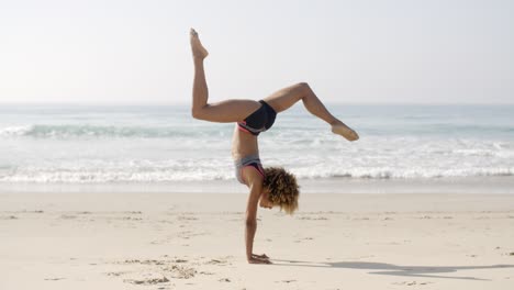 woman practicing yoga outdoors