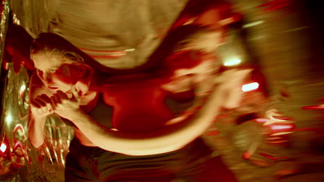 woman moving through distorted reflections in contemporary dance performance