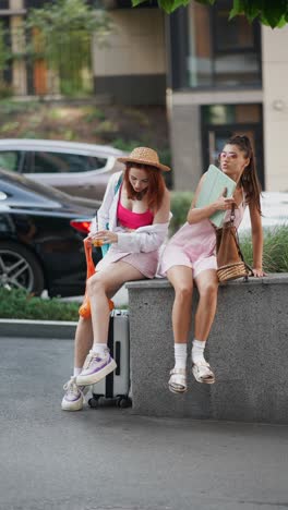 two young women on a city street