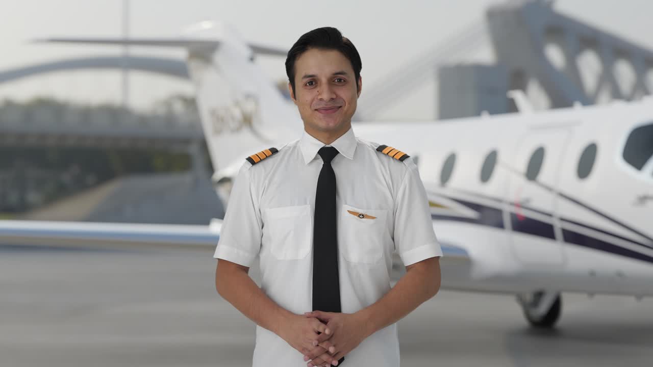 un piloto indio feliz sonriendo
