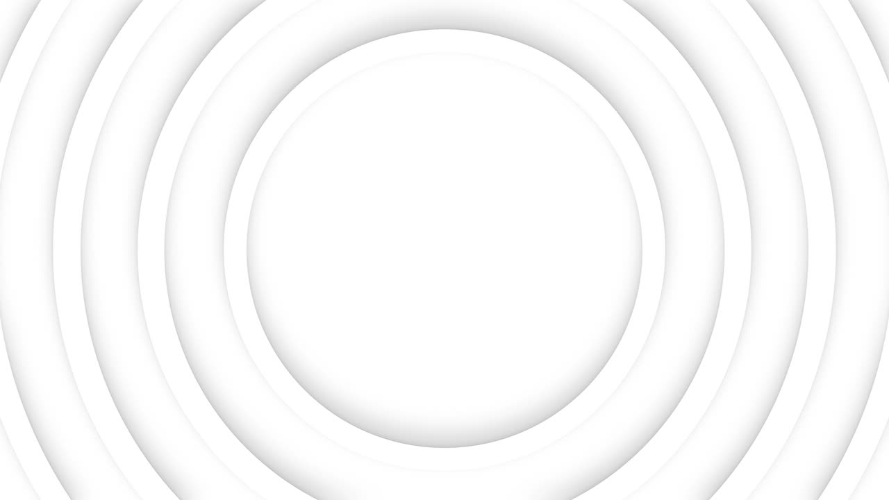 círculos blancos abstractos con sombra dymanic suave. fondo en relieve limpio en 3d. cubierta animada básica pura para presentación de negocios. bucle minimalista elegante universal.
