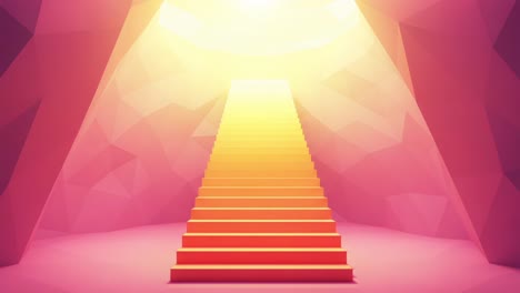 a vivid and abstract representation of ascending steps illuminated by a gradient of warm light, symbolizing hope and journey towards a brighter future