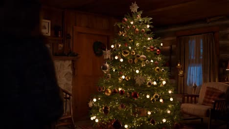 christmas tree in a cozy cabin